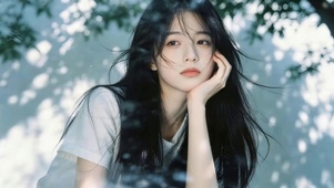 树影下女孩
