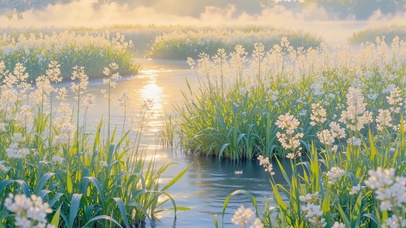 白花薄雾的自然时光