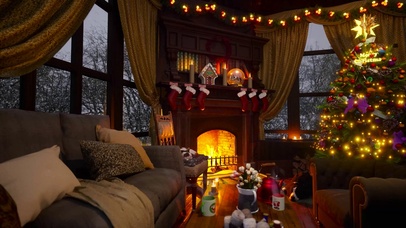 雪天温暖圣诞小屋