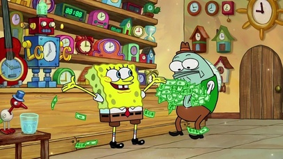 治愈唯美海绵宝宝发财桌面主题