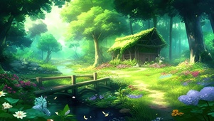 绿色护眼森林小屋