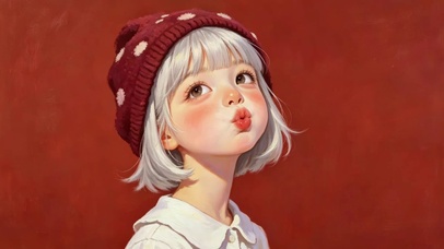 嘴巴嘟嘟的萌萌哒少女