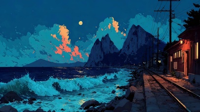 月夜海岸公路