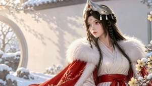 红衣少女雪中游园王昭君