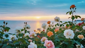 海边的月季花