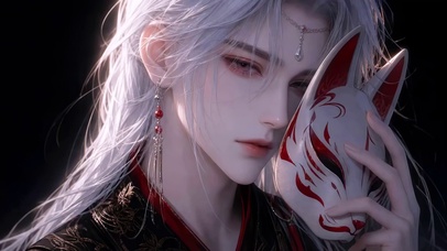 银发狐面美男