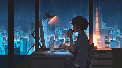 深夜学习的男孩