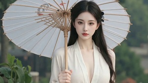 古风撑伞白衣美女