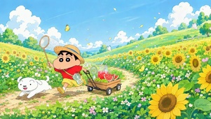 蜡笔小新夏日向日葵郊游