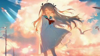 坚果阳光下微笑的少女