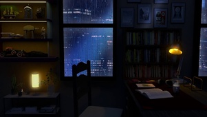舒适的雨夜书房