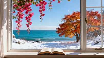 窗边海景四季