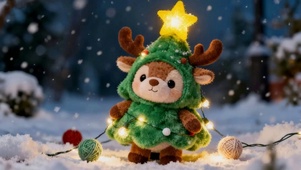 可爱的圣诞树驯鹿