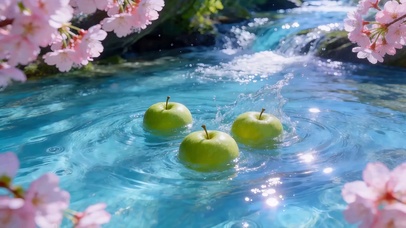 樱花水潭青苹果
