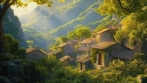 绿色阳光山林小镇小屋