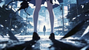 逆光都市二次元少女街景