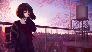 夕暮下的少女