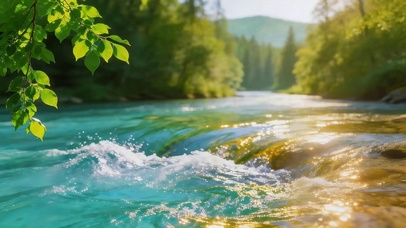清澈泉水奔流