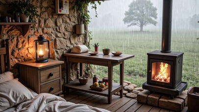 【雨景】田野里的简易房