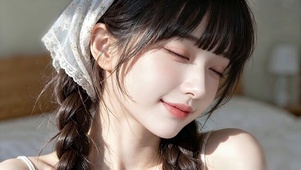 享受阳光和轻风的田园少女