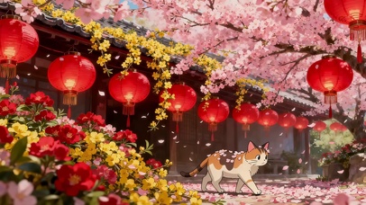 樱花树下猫咪