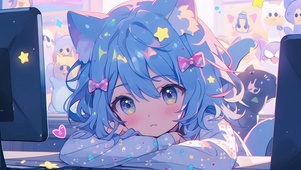 蓝发小女孩