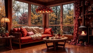 【雨景】雨中的温暖客厅