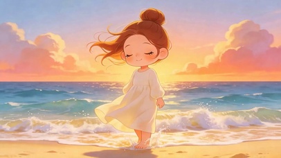 夕阳海景