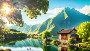治愈黄昏山水