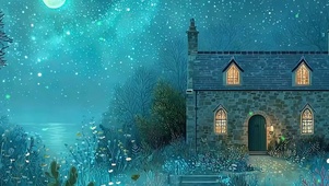 夜景星空树木带鱼屏