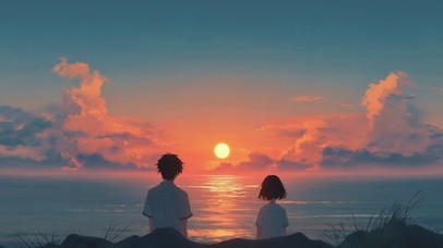 夕阳下的少年
