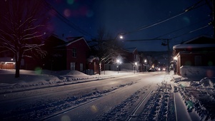 夜晚小镇浪漫雪景