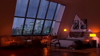 4k城市雨夜卧室