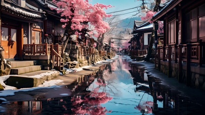 落花流水初冬凌雪