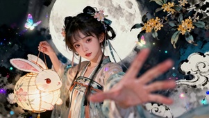 月下桂花汉服国风清纯18岁少女