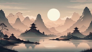 水墨风日落uo