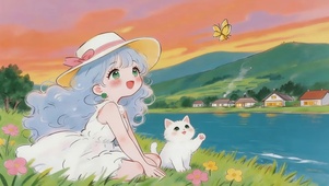 治愈湖边女孩