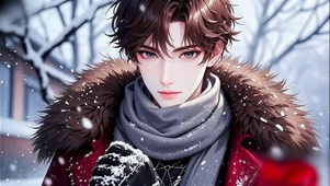 晴雪中的他