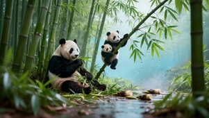 萌宝大熊猫一家