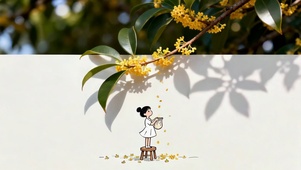 4K 可爱唯美 桂花闲落