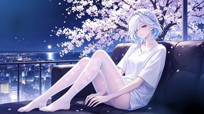 夜色海景房阳台少女