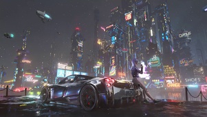赛博汽车都市美女