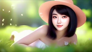 清新短发美女