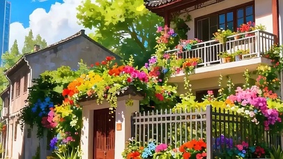 白云花草树木街道带鱼屏