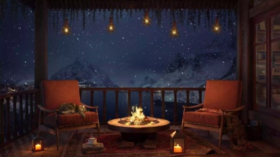 冬季在舒适的阳台山景