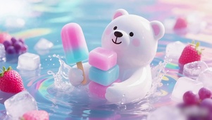北极熊的绚彩冰棒
