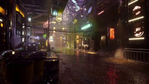 科幻雨夜城市街道