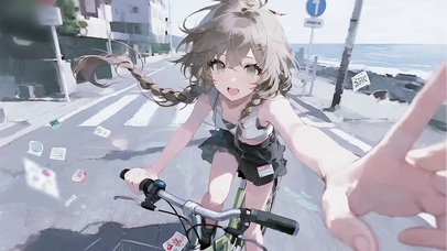 海边骑行少女