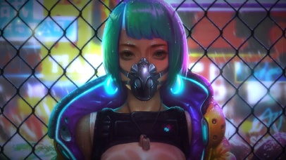 赛博朋克淋雨女孩