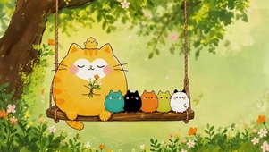 猫咪荡秋千